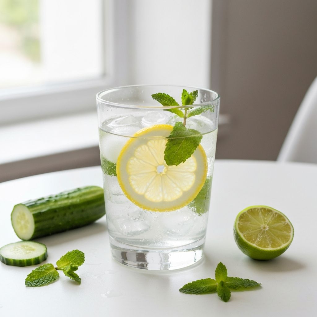 Čašica čiste vode sa limunom i ledom