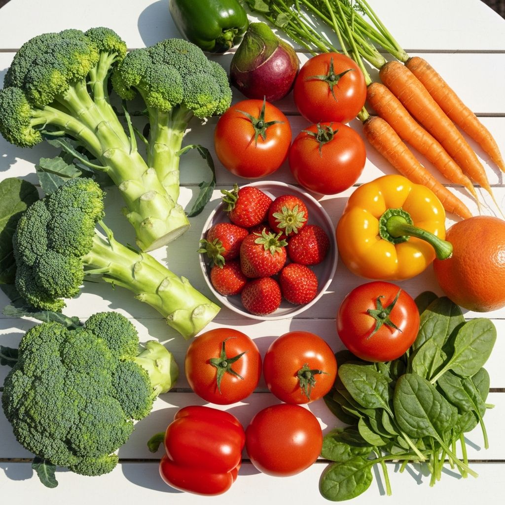 Raznolikost svježeg povrća i voća bogatog vitaminima